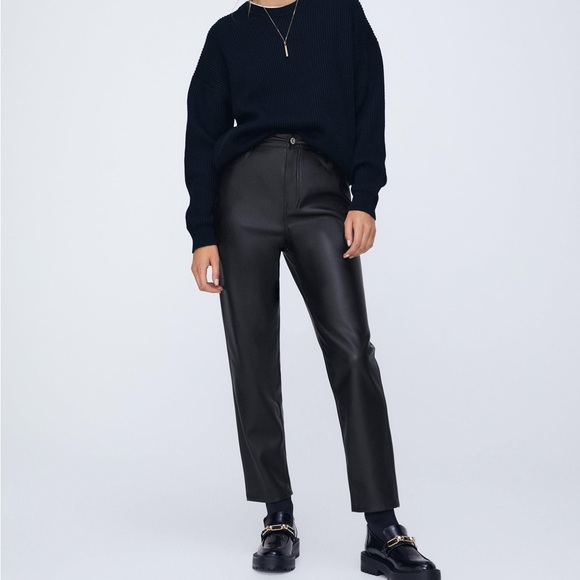 Zara | Pants u0026 Jumpsuits | Zara Mom Fit Faux Leather Pants | Poshmark